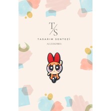 Rozet Silikon Broş Powerpuff Girls Blossom Çizgi Film Yaka Çanta Kıyafet Şapka Aksesuar