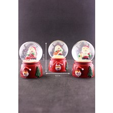 3 Adet Yeni Yıl Noel Baba Temalı Karışık Mini Boy Işıklı Kar Küresi 6,5 cm