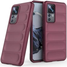 Xiaomi 12T Pro Uyumlu Silikon Kılıf - Kamera Korumalı Esnek Yeni Nesil Airbag Kapak - Bordo