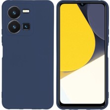 Vivo Y35 Uyumlu Silikon Kılıf - Kamera Korumalı Esnek Pastel Renk Kapak - Lacivert