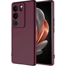 Vivo V29 5g Uyumlu Silikon Kılıf - Kamera Korumalı Esnek Pastel Renk Kapak - Bordo
