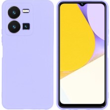 Vivo Y35 Uyumlu Silikon Kılıf - Kamera Korumalı Esnek Pastel Renk Kapak - Lila