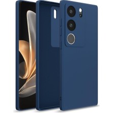 Vivo V29 Pro Uyumlu Silikon Kılıf - Kamera Korumalı Esnek Pastel Renk Kapak - Lacivert