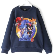 Kirpi Sonic Baskılı Erkek Çocuk Sweatshirt Sonik Çocuk Basic Sweat 5-12 Yaş Lacivert 001-0002107