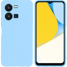 Vivo Y35 Uyumlu Silikon Kılıf - Kamera Korumalı Esnek Pastel Renk Kapak - Mavi