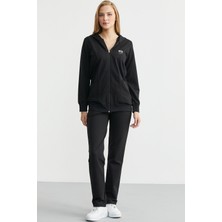 Oversize Kapüşonlu Fermuarlı Eşofman Takım - Siyah