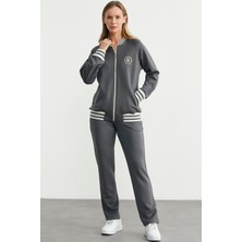 Şerit Detaylı Scuba Eşofman Takım - Antrasit