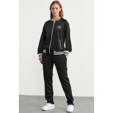 Şerit Detaylı Scuba Eşofman Takım - Siyah