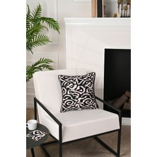 Minimalist Soyut Desenli Deri Fitilli Kadife Kırlent Kılıfı 43X43CM