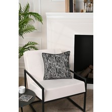 Soyut Zincir Desenli Deri Fitilli Kadife Kırlent Kılıfı 43X43CM