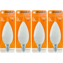 (4 adet) Osaka 6W (50W) Günışığı (4000K) E14 Duylu (Ince Duy) LED Mum Ampul
