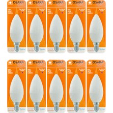 (10 adet) Osaka 6W (50W) Günışığı (4000K) E14 Duylu (Ince Duy) LED Mum Ampul