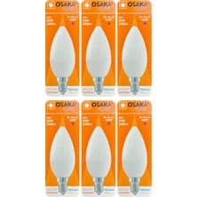 (6 adet) Osaka 6W (50W) Günışığı (4000K) E14 Duylu (Ince Duy) LED Mum Ampul
