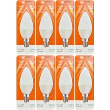 (8 adet) Osaka 9W (70W) Sarı Işık (3000K) E14 Duylu (Ince Duy) LED Mum Ampul