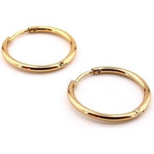 Sarı Renkli Çelik 19MM Geniş Boy Ince Halka Uniseks Kadın Erkek Küpe ER126
