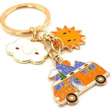 Kampçı Karavan Seyahat Gezi Güneş ve Bulut Metal Anahtarlık KC291