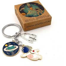 Astronot Uzay Roket Satürn Anahtarlık Çanta Süsü Charm KC373