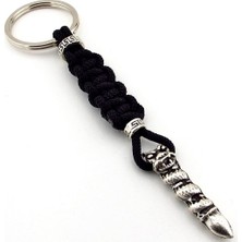 Iyi Şans Totemi Siyah Makrome Örgü Metal Anahtarlık KC296