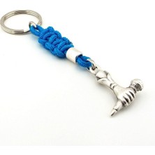 Rap Müzik Mikrofon Tutan El Diss Mavi Makrome Örgülü Metal Anahtarlık KC317