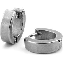 Düz Kesim Paslanmaz Çelik Halka  4mm Kalınlık Uniseks Kadın Erkek Küpe ER146