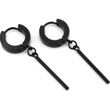 Çubuk Bar Sallantılı Siyah Renk Paslanmaz Çelik Unisex Halka Küpe ER200