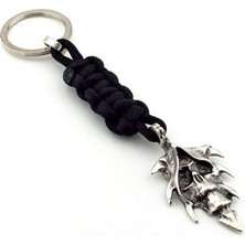 Kurukafa Iskelet Punk Gotik Siyah Makrome Örgü Metal Uçlu Anahtarlık KC302