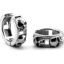 Kurukafa Kabartma Gotik Gümüş Renkli Paslanmaz Çelik Erkek Küpe ER181