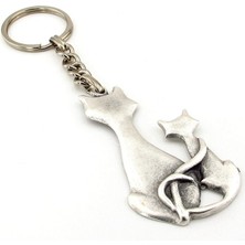 Anne Çocuk Yavru Kedi Aile Sevgi Metal Anahtarlık KC195