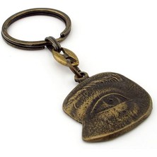 Tek Göz Herşeyi Gören Göz Antik Sarı Eskitme Metal Anahtarlık KC247