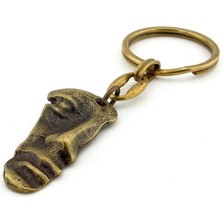 Yarım Surat Yüz Çehre Eskitme Bronz Antik Sarı Metal Anahtarlık KC260