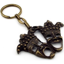 Komedi Trajedi Tiyatro Simgesi Sock ve Buskin Antik Sarı Metal Anahtarlık KC229