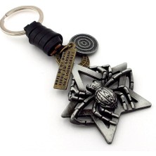 Kabartma Örümcek Yıldız Şekilli Deri Metal Anhatarlık KC345