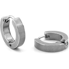 Gümüş Renkli Paslanmaz Çelik 3mm Kalınlık Halka Uniseks Kadın Erkek Küpe ER145