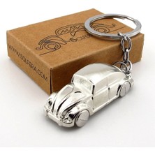 Gümüş Renk Vosvos Beetle Nostaljik Araba Kaplumbağa Metal Anahtarlık KC270