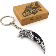 Kurt Dişi Şeklinde Kabartma Süsleme Nordik Metal Anahtarlık Siyah KC355