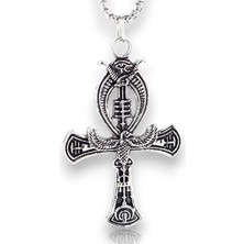 Ankh Isis Yaşam Mitolojik Mısır Kartal Çelik Zincirli Metal Erkek Kolye Q0980