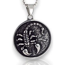 Akrep Kabartma Scoripon Madalyon Titanyum Çelik Erkek Kolye Q0970