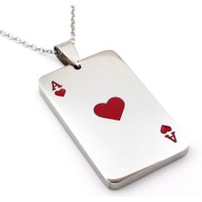 Kupa As Iskambil Poker Paslanmaz Parlak Çelik Erkek Zincir Kolye Q0960