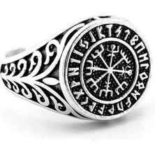 Vegvisir Viking Pusula Iskandinav Mitoloji Yön Pirinç Erkek Yüzük RG072