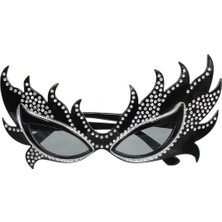 Just Cheap Store Taşlı Göz Kamaştıran Siyah Parti Alev Gözlük