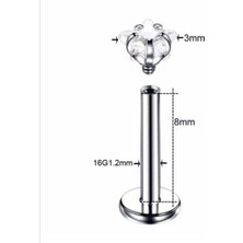Bylin %100 316 L Cerrahi Çelik Minik Yıldız Taşlı Piercing - Taş çapı 3mm/ Bar Boy 8mm/  1 Adet