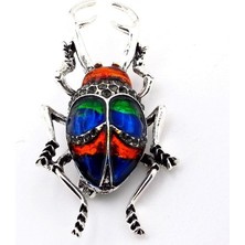 Antik Mısır Mitolojik Tılsımlı Böcek Zirkon Taşlı Yaka Süsü Metal Broş RZ304