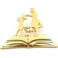 Öğrenci Kitap Okul Öğretmenler Günü Sarı Paslanmaz Çelik Rozet Broş RZ331