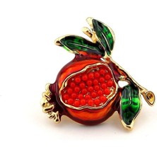 Daldaki Nar Bereket Nar Taneleri Meyve Metal Yaka Süsü Broş RZ409