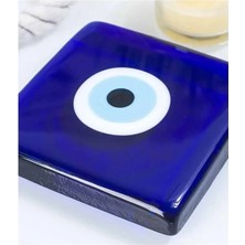 Dekoratif Nazar Boncuklu Cam Kapak, Banyo Gider Süsü 10X10 cm