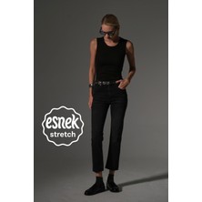 Esnek Pamuklu Kumaş Kesik Paça  5 Cep Skinny Slim  Kadın Jean Pantolon @kosova
