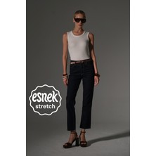 Esnek Pamuklu Kumaş Kesik Paça  5 Cep Skinny Slim  Kadın Jean Pantolon @kosova
