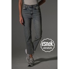 Esnek Pamuklu Kumaş Kesik Paça  5 Cep Skinny Slim  Kadın Jean Pantolon @kosova
