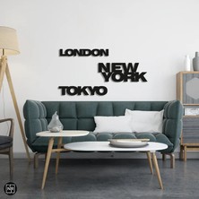 New York ,tokyo , London Dekoratif Metal Tablo