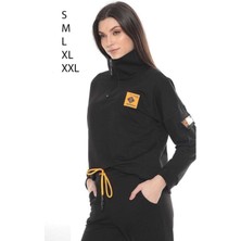 Kadın Eşofman Takımı Yarım Fermuarlı Komando Cepli Iki Iplik